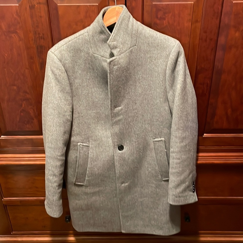 Small (S) grey dress coat (Loukas Funnel Neck Coat) from Club Monaco